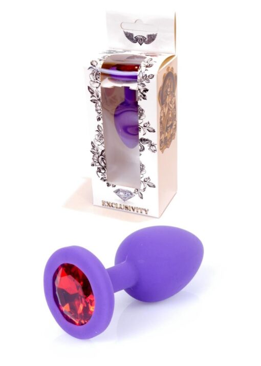 Plug-jewellery purple silicon plug small- red diamond - obrazek 8