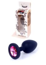 Plug-jewellery black silicon plug small- pink diamond - obrazek 8