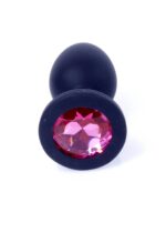 Plug-jewellery black silicon plug small- pink diamond - obrazek 2