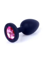 Plug-jewellery black silicon plug small- pink diamond - obrazek 6