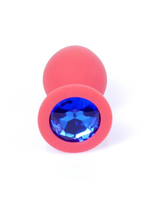 Plug-jewellery red silicon plug medium- blue diamond - obrazek 2