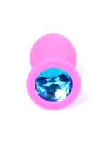 Plug-jewellery pink silicon plug medium- light blue diamond - obrazek 2