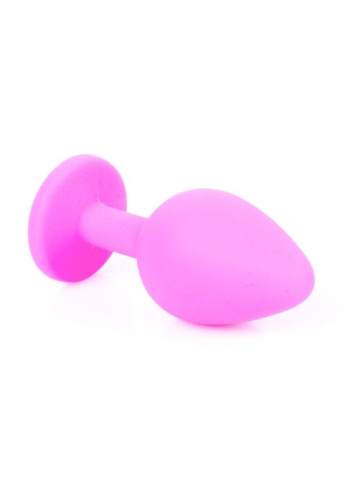Plug-jewellery pink silicon plug medium- light blue diamond - obrazek 3