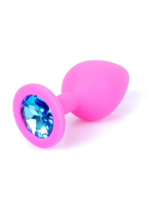 Plug-jewellery pink silicon plug medium- light blue diamond - obrazek 7