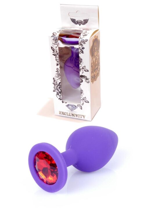Plug-jewellery purple silicon plug medium- red diamond - obrazek 9