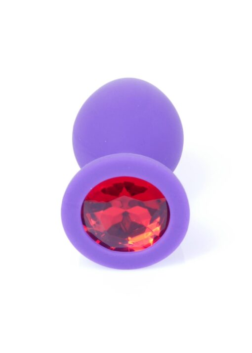 Plug-jewellery purple silicon plug medium- red diamond - obrazek 2