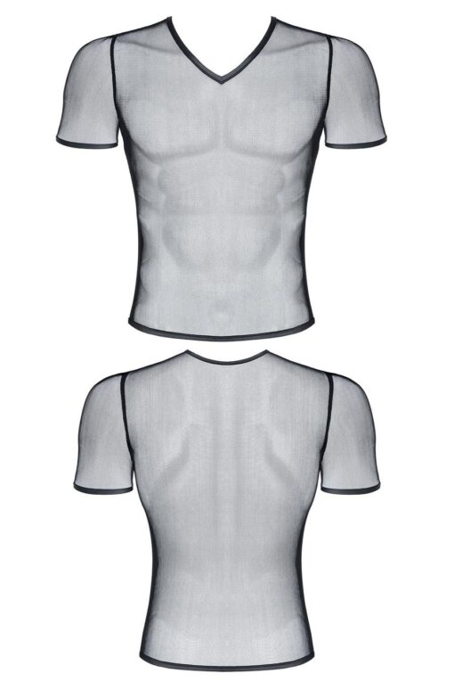 Męski t-shirt z elastycznej siatki w serek xl - obrazek 3