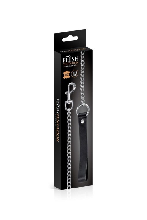 Metal leash with cow leather wrist - obrazek 2