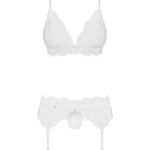 Obsessive komplet: biustonosz, pas do pończoch i stringi 810-seg-2 Biały L/XL