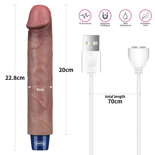 9" real softee rechargeable silicone vibrating dildo - obrazek 15