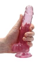 7"" / 18 cm realistic dildo with balls - pink - obrazek 7