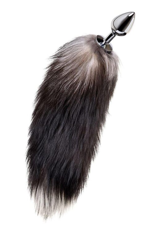 Silver anal plug with a fox tail - obrazek 2