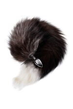 Silver anal plug with a fox tail - obrazek 4