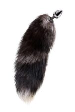 Silver anal plug with a fox tail - obrazek 2