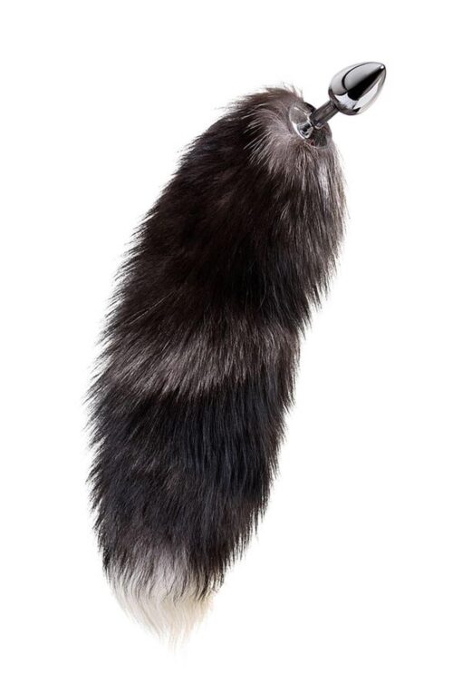 Silver anal plug with a fox tail - obrazek 2