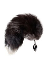 Silver anal plug with a fox tail - obrazek 3