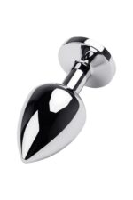 Silver anal plug with gem, red - obrazek 2