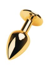 Gold anal plug toyfa metal with pink round-shaped gem - obrazek 2