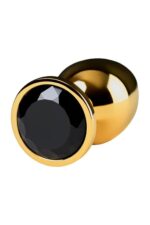 Gold anal plug toyfa metal with pink round-shaped gem - obrazek 4