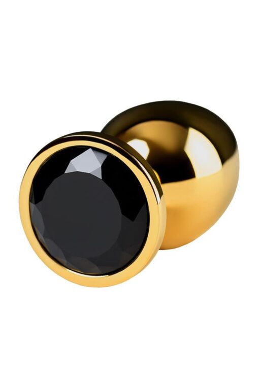 Gold anal plug toyfa metal with pink round-shaped gem - obrazek 4