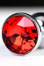Silver anal plug with  red gem - obrazek 3