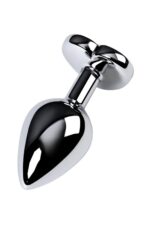 Silver anal plug with purple gem heart-shaped - obrazek 5