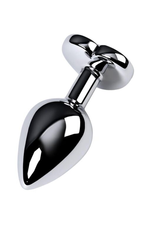Silver anal plug with purple gem heart-shaped - obrazek 5