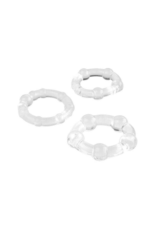 A-toys, cockrings set, 3 pcs.tpe,transparent, o 3,5 / 3/2 cm - obrazek 2