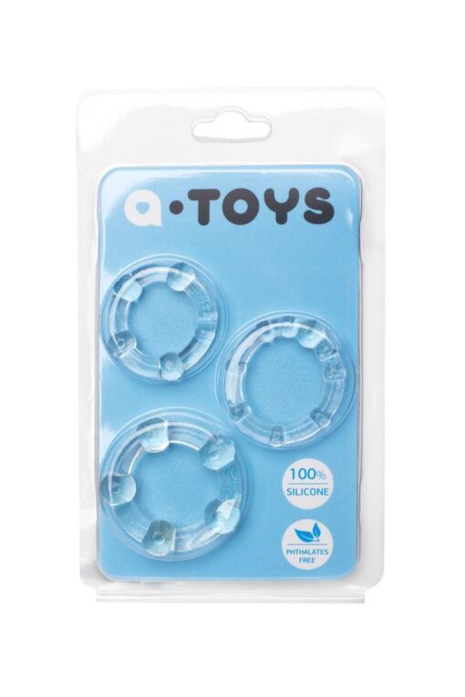 A-toys, cockrings set, 3 pcs.tpe,transparent, o 3,5 / 3/2 cm - obrazek 3
