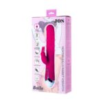 Jos balle, vibrator with clitoral stimulator with moving balls, silicone, pink, 23 cm - obrazek 2