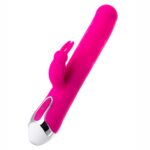 Jos balle, vibrator with clitoral stimulator with moving balls, silicone, pink, 23 cm - obrazek 3