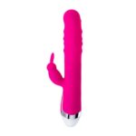 Jos balle, vibrator with clitoral stimulator with moving balls, silicone, pink, 23 cm - obrazek 4