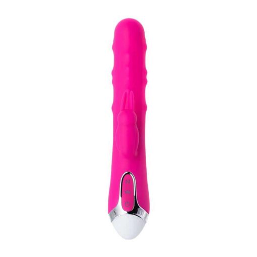 Jos balle, vibrator with clitoral stimulator with moving balls, silicone, pink, 23 cm - obrazek 6