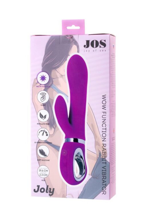 Jos joly, vibrator with clitoral stimulator with wow mode, silicone, fuchsia, 19.6 cm - obrazek 7