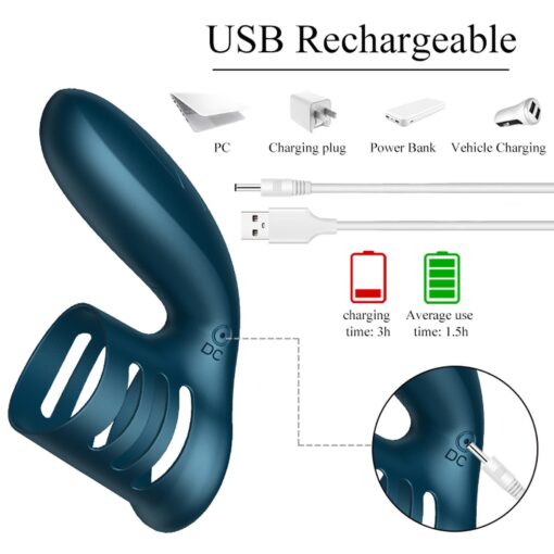 Wibrator-silicone ring blue usb 7 function - obrazek 5