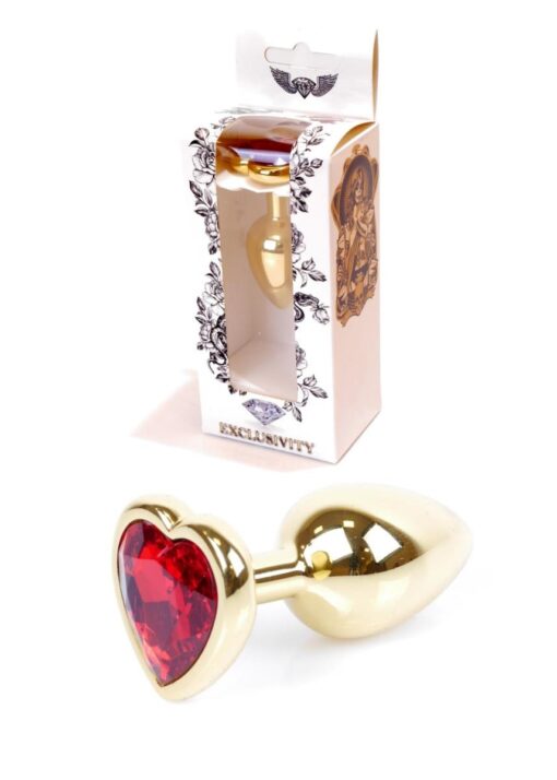 Plug-jewellery gold  heart plug- red - obrazek 8