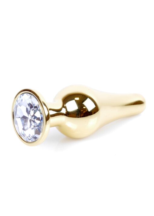 Plug-jewellery gold butt plug- clear - obrazek 7