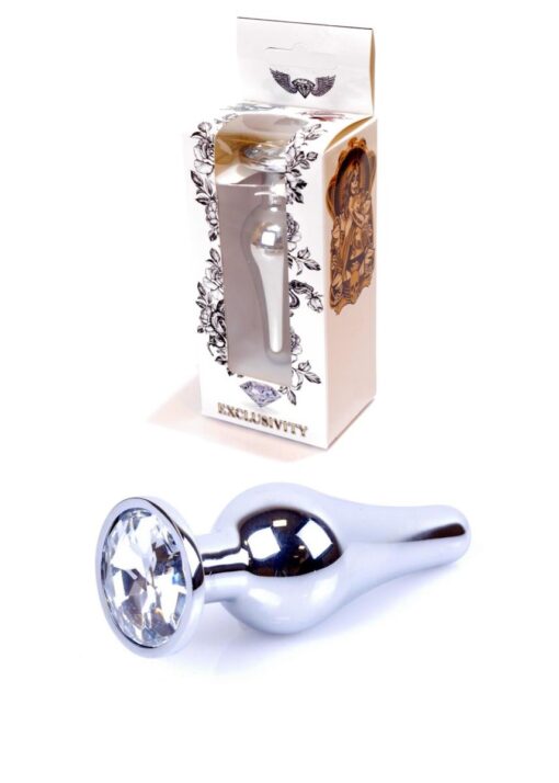 Plug-jewellery silver butt plug- clear - obrazek 9
