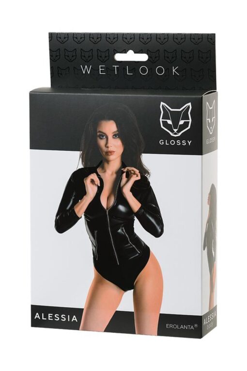 Wetlook body dress alessia - black m - obrazek 6
