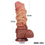 10.5' dual layered platinum silicone cock with rope - obrazek 2