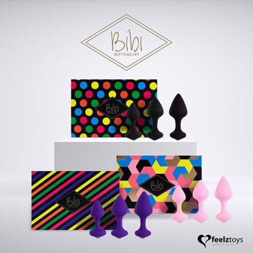 Zestaw korków analnych FeelzToys Bibi – 3 sztuki, czarne - obrazek 6