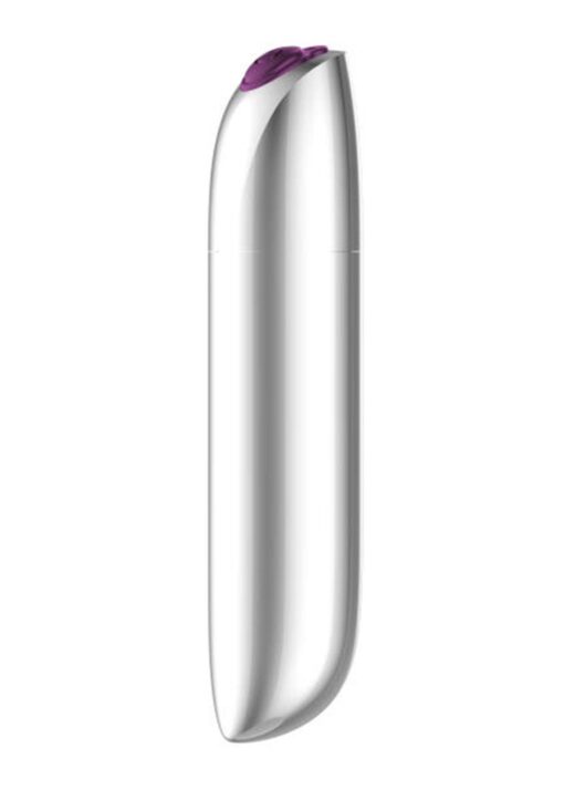 Stymulator – Ładowany pociskowy wibrator o dużej mocy, USB, 20 funkcji – srebrny - obrazek 2