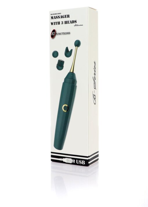 Stymulator - massager with 3 heads usb 10 functions - obrazek 8