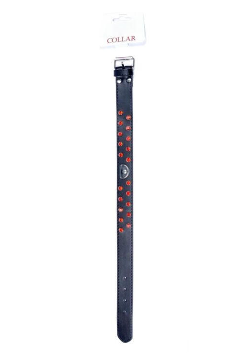 Obroża Fetish b - series – 3 cm, czerwona z kryształem - obrazek 4