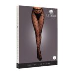 Heart patterned tights - one size - black - obrazek 2