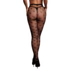 Heart patterned tights - one size - black - obrazek 4