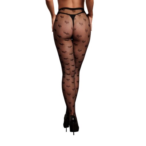 Heart patterned tights - one size - black - obrazek 4