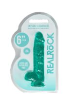 Dildo realistyczne z jądrami – turkusowe – 6" / 15 cm - obrazek 2