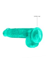 Dildo realistyczne z jądrami – turkusowe – 6" / 15 cm - obrazek 3