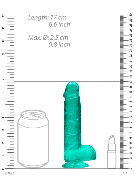 Dildo realistyczne z jądrami – turkusowe – 6" / 15 cm - obrazek 4